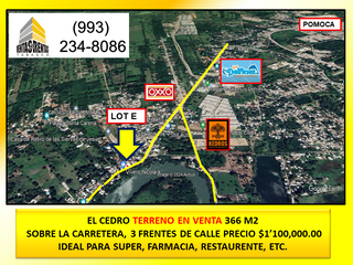 Terreno Comercial en Venta en El Cedro en Villahermosa Tabasco