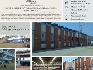 Vendo NAVE INDUSTRIAL EN VENTA, COLONIA SAN PABLO XALPA.