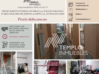 Vendo departamento en Emilio Azcárraga 42, Ignacio Zaragoza. Iztapalapa CDMX. Remate bancario. Certeza jurídica y entrega garantizada