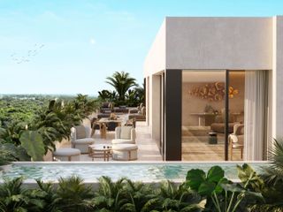 Penthouse con alberca privada y vista al campo de golf, con club de playa en venta Playa del Carmen.