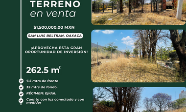 TERRENO EN VENTA EN SAN LUIS BELTRAN, OAXACA