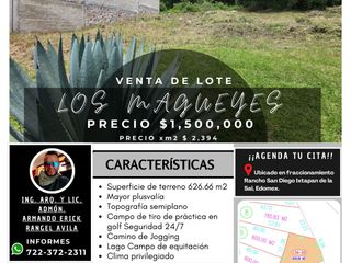 Lote LOS MAGUEYES súper plano grandes dimensiones incluye proyecto bonita vista en Fracc Rancho San Diego en Ixtapan de la Sal EDOMEX