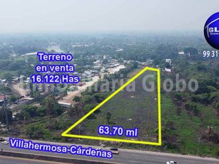 Terreno en venta carretera Villahermosa-Cárdenas 1.6 hectáreas