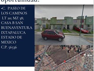 EXCELENTE OPORTUNIDAD CASA DE REMATE EN IXTAPALUCA ESTADI DE MEXICO/MCRC
