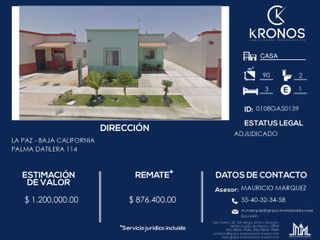 Remato casa en La Paz BCS $ 876,400.00 Pago en efectivo
