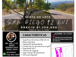 Bonito Lote SAN DIEGO 92 MZ XVI de vistas panorámicas todos los servicios sobre Boulevard Fracc Rancho San Diego Ixtapan de la Sal EDOMEX