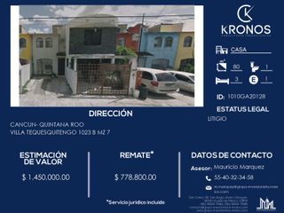 Remato casa en Cancun $ 778,800.00 Pago en efectivo