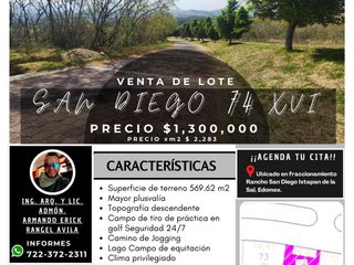 Lote SAN DIEGO 74 MZ XVI con bonitas vistas panorámicas todos los servicios proyecto incluído en Boulevard Fracc Rancho San Diego Ixtapan de la Sal EDOMEX