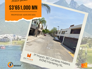 CASA EN VENTA CUMBRES MADEIRA, MONTERREY, OPORTUNIDAD REMATE BANCARIO