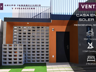 CASA NUEVA EN VENTA EN SOLER | RESIDENCIAL SOLE | 2 REC