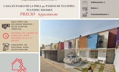 Casa en venta en Paseo de la Pera 30, Paseos de Tultepec. Tultepec EDOMEX. Remate bancario. Certeza jurídica y entrega garantizada