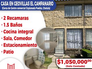 Se vende bonita casa en fracc Geovillas el Campanario, cerca de Centro comercial Explanada Puebla, Cholula.