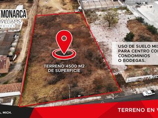 Se vende terreno  de 4,500 m2 a 2 minutos de Aurrera de Salida Quiroga