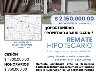 Oportunidad, casa de remate bancario, Fracc. Los Nogales, Cd. Juarez Chih.