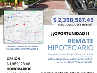 Oportunidad Casa en Remate !! Lomas Altas, Zapopan Jal.