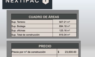 Bodega en venta Nextipac gran inversión
