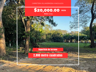 Terreno en renta. Carretera Nacajuca a 250 metros del libramiento. Tabasco.