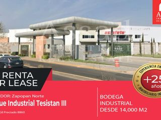 Renta de Bodega Industrial 2,712 m² | PARQUE INDUSTRUIAL TESISTAN III | ZAPOPAN NORTE
