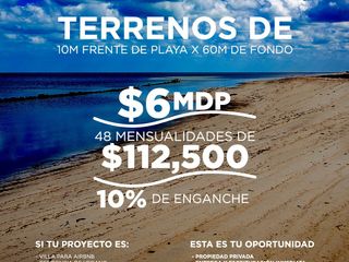 TERRENO EN SANTA CLARA, YUCATÁN, PRIMERA LINEA DE PLAYA