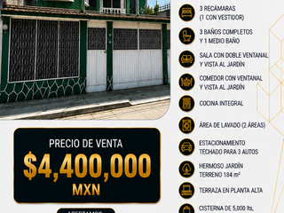 SE VENDE CASA CON JARDIN EN BOSQUES DEL VALLE, COACALCO ESTADO DE MEXICO.