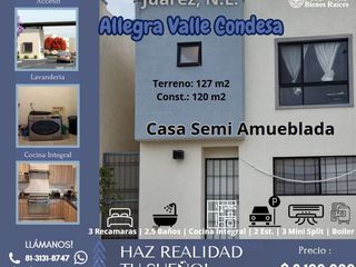 Allegra Valle Condesa Semiamueblada Juarez NL