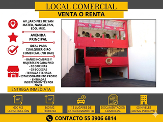 LOCAL COMERCIAL  VENTA O RENTA – JARDINES DE SAN MATEO EDO MEX