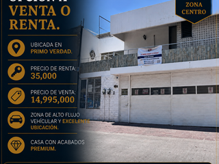 CASA CON OPCIÓN A VENTA O RENTA EN PRIMO VERDAD IDEAL PARA PROYECTO DE TORRE DEPARTAMENTAL,NOTARÍA O TORRE DE CONSULTORIOS MÉDICOS