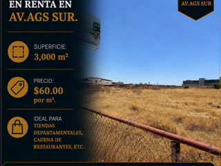 TERRENO EN RENTA EN AVENIDA AGS SUR