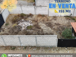 VENTA DE TERRENO EN ESQUINA, 255 M2 EN MATILDE PACHUCA