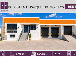 BODEGA EN RENTA EN PARQUE INDUSTRIAL MORELOS | 1,612 m² | Energia 220 V