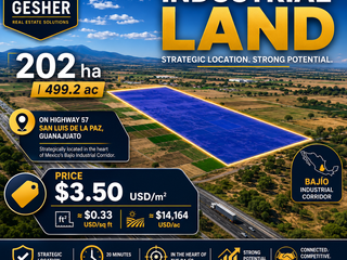 Terreno Industrial en VENTA  - San Luis de la Paz Guanajuato - 202has - $80 pesos /m2