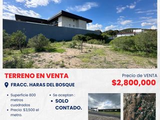 VENTA DE TERRENO EN FRACC. HARAS DEL BOSQUE