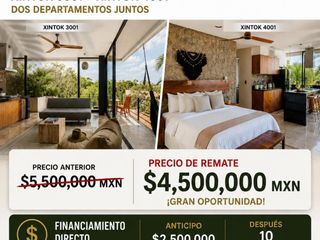 OPORTUNIDAD VENTA 2 DEPARTAMENTOS EN SOLO 4 MILLONES 500MIL PESOS,EN TULUM QUINTANA ROO EN LA VELETA LA ZONA HABITACIONAL MAS CONCURRIDA