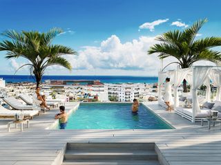 DEPARTAMENTO EN PROMOCION 30% DESCUENTO, 1 RECAMARA, ALBERCA VISTA AL MAR, A DOS CALLES DE LA 5TA AV DE PLAYA DEL CARMEN
