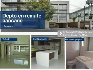 Departamento En Venta Ubicado En Av. Toluca, Olivar De Los Padres, Álvaro Obregón, Remate Bancario