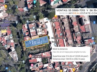 Terreno en venta en la Roma Norte $26,000,000.00 pesos.