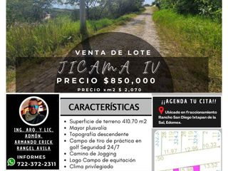 Lote JÍCAMA IV con vistas panorámicas, cerca de acceso con doble calle y servicios incluídos así como proyecto arquitectónico en Fracc Rancho San Diego Ixtapan de la Sal EDOMEX