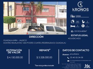 Remato casa en Gadalajara Jalisco $3,238,000.00 Pago en efectivo