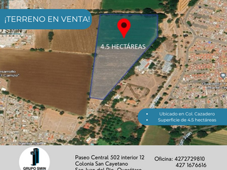 TERRENO EN VENTA EL CARRIZO SAN JUAN DEL RIO 4.5 HECTÁREAS