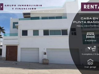 CASA AMUEBLADA CON VISTA AL MAR EN RENTA EN PUNTA BANDERA | REAL MEDITERRANEO | 4 REC | $3,300 USD