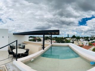 ¡Venta de penthouse de 2 recamaras con rooftop y piscina en San Ramón Norte, Mérida!