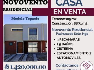 🔴🔴PRE-VENTA🔴🔴 💎💎Excelente casa en Novovento Residencial, Pachuca de Soto, Hgo.💎💎