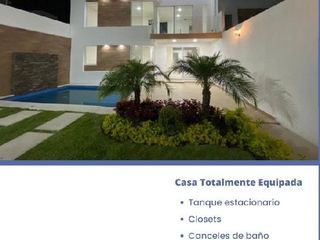 venta de casa a 2 niveles estilo minimalista con alberca, totalmente equipada en centro de Yautepec