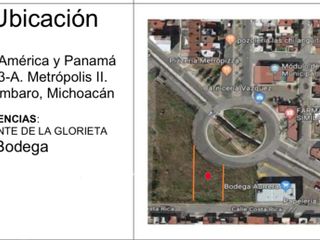 BODEGA EN RENTA CON UN AREA DE 197 M2. AV AMERICA Y PANAMA METROPOLIS 2 TARIMBARO MICH.