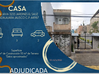 GDS EXCELENTE REMATE DE CASA EN RECUPERACION (ADJUDICADA), JARDINES EL SAUZ, GUADALAJARA